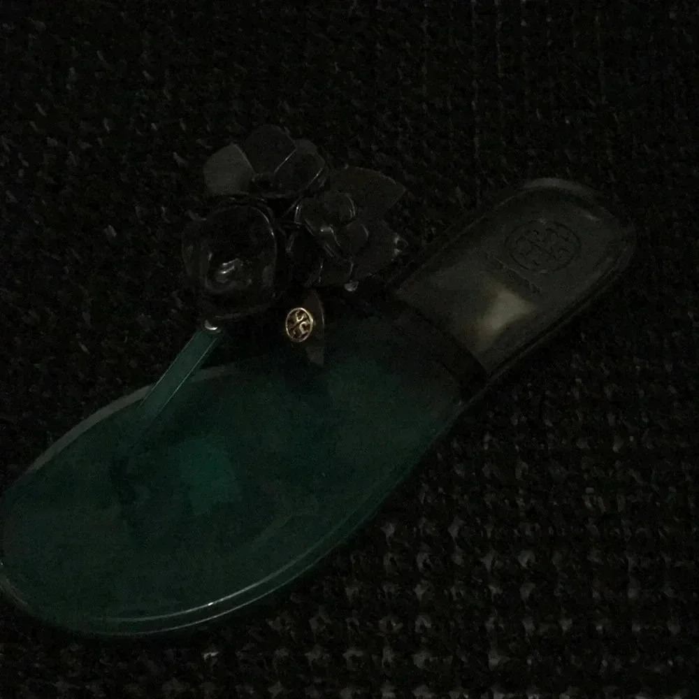 Tory Burch jelly slides. Never worn, green